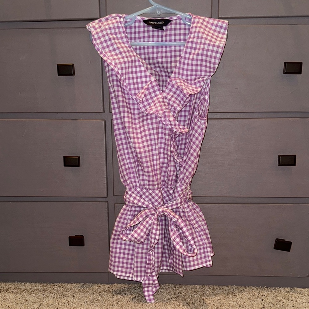 Ralph Lauren Purple Gingham Girls Top